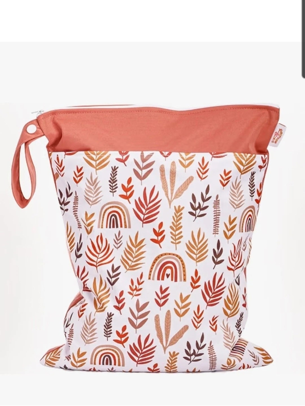 Swimsuit Diaper Laundry Wet Bag Waterproof Zip Travel Pouch Rainbow Leaf